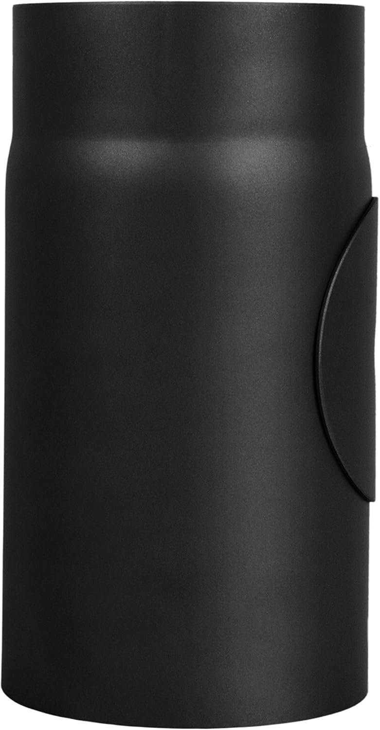 LANZZAS Rauchrohr 250 mm Verlängerung mit Tür - im Durchmesser Ø 150 mm - Farbe: schwarz - Ofenrohr