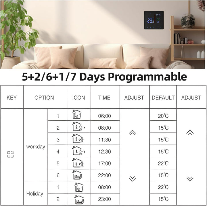 Smart Thermostat für Home WiFi Weekly Programmierbares digitales Thermostat Handbuch/automatischer M