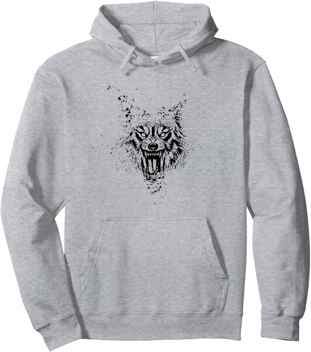 Wolf im Vollmond Motiv Wölfe Lupus Rudel Mond Tiere Raubtier Pullover Hoodie