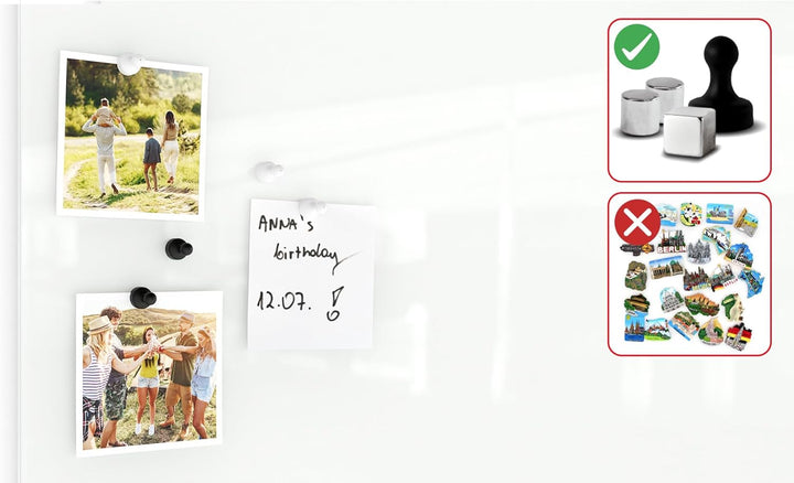 ALLboards Glasboard Magnetisch Weiss 100x70cm, Rahmenlos, Glastafel, Magnettafel, Gehärtetes Glas, W