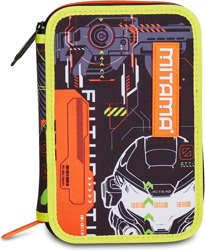 Mitama Federmäppchen mit 3 Fächern und 47 Teilen, gefülltes Schüleretui, Federtasche für Schreibware