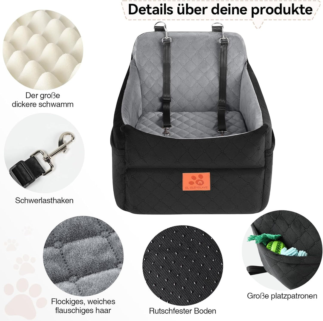 Hunde-Autositz für kleine/mittlere Hunde, Hundeautositz mit Dicker Polsterung unter 35 lbs, Abnehmba