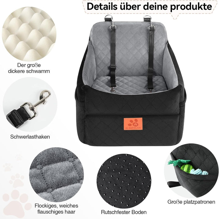 Hunde-Autositz für kleine/mittlere Hunde, Hundeautositz mit Dicker Polsterung unter 35 lbs, Abnehmba