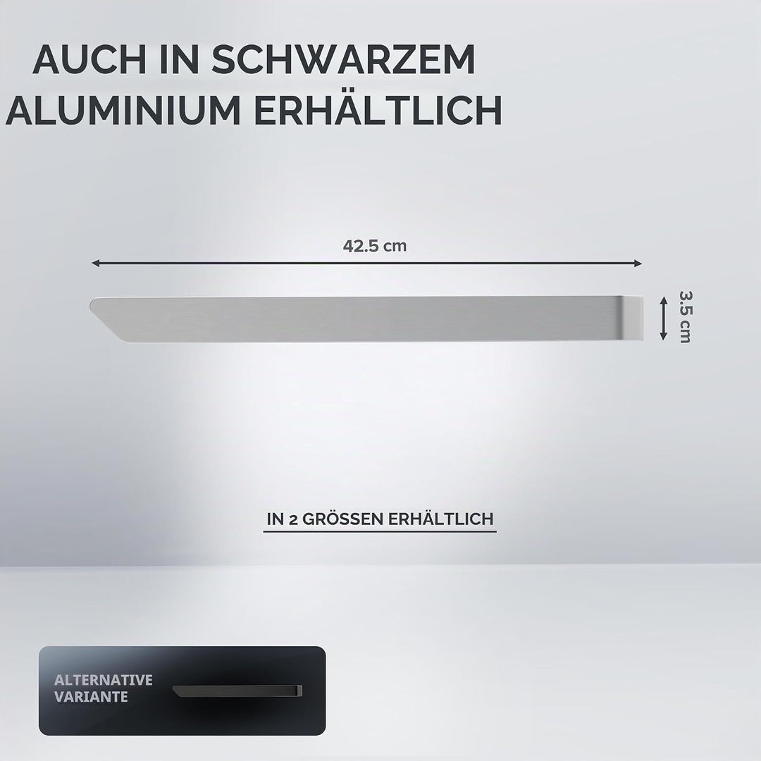ovimar Handtuchhalter Stevns Silber aus gebürstetem Aluminium | zum Kleben | 40cm | modernes Schlich