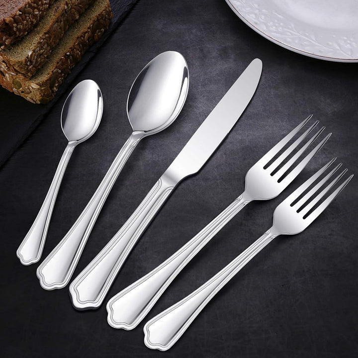Homikit Besteck Set, Besteckset 30 teilig für 6 Personen mit Messer Gabel Löffel, Edelstahl poliert