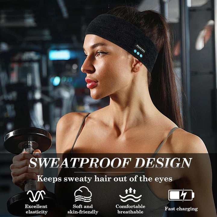 Bluetooth Kopfhörer Stirnband, Schlafkopfhörer Sport mit 6-10 Std Spielzeit, Atmungsaktives Schweiss