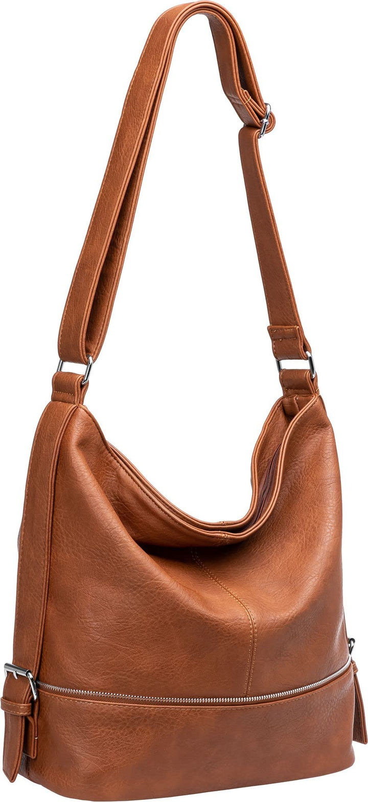 Caspar TS732 grosse Damen XL Umhängetasche Cognac, Cognac