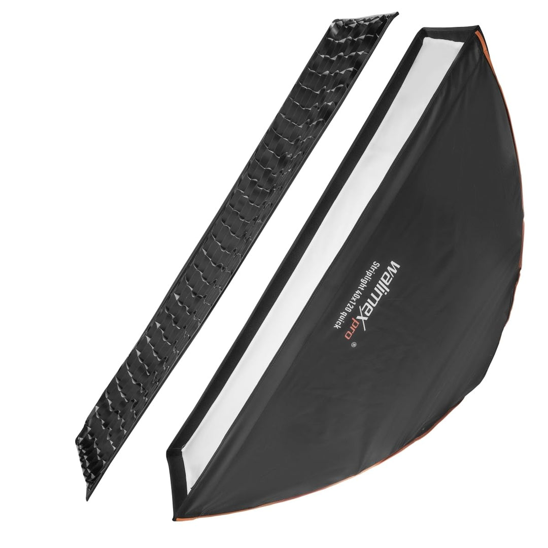 Walimex pro Studio Line Striplight SB QA – Softbox Streiflicht, Fläche 40x120cm, 49,5cm tief, faltba