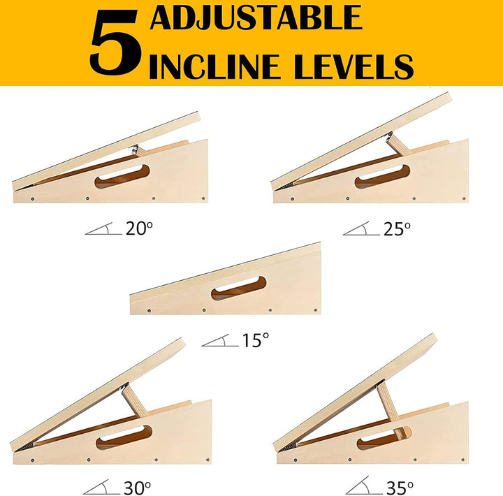 Professionelles Schrägbrett aus Holz, verstellbares Neigungsbrett und Wadendehner, Stretch-Brett - e