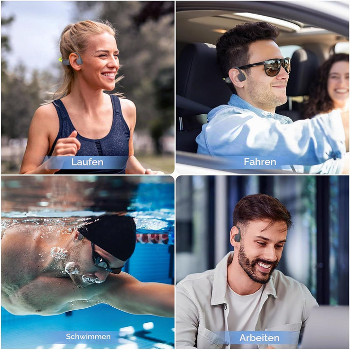 LOBKIN Kopfhörer Schwimmen,IPX8 wasserdichte Unterwasser Knochenschall Kopfhörer Bluetooth 5.4,Open