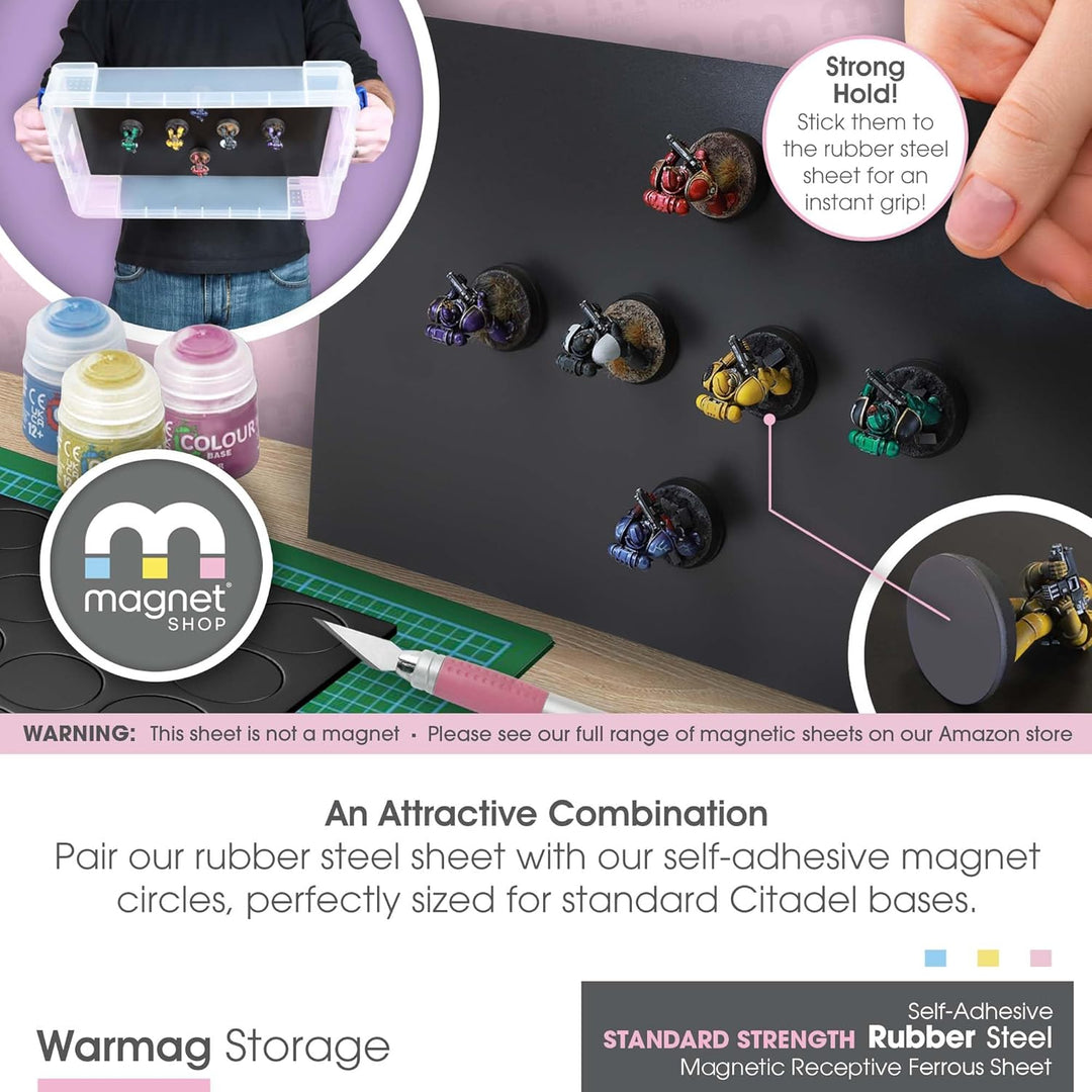 WarMag grosses selbstklebendes Gummi-Stahlblech | Magnetisches Aufbewahrungstablett für Wargames-Min