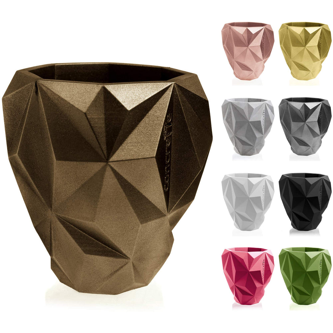 CONCRETTE Blumentopf Blumenkübel Zement-Pflanzkübel Übertopf aus Beton Geometric Ø 13 cm/Ø 19 cm/Ø 2