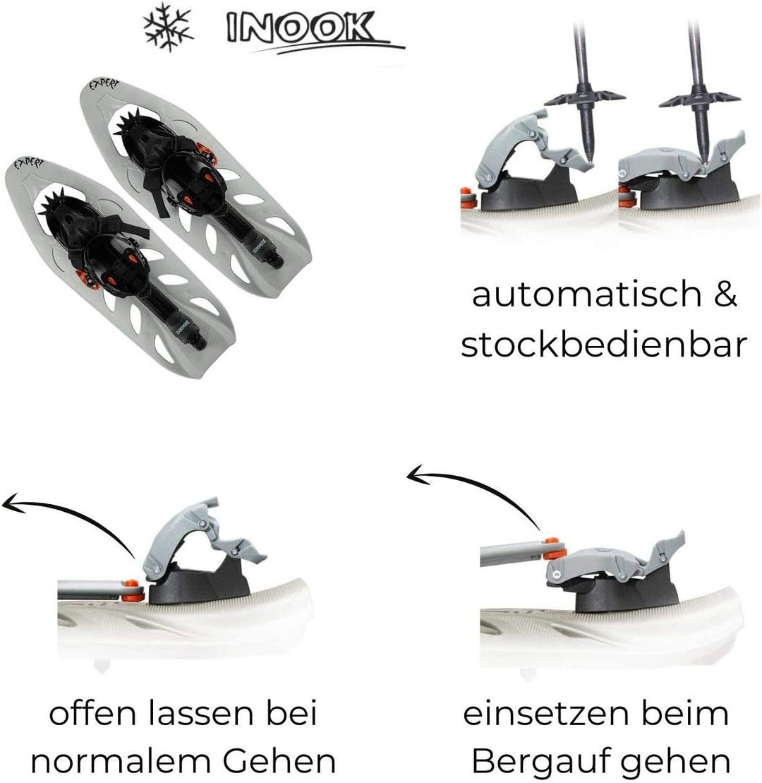 Inook EXPERT Schneeschuhe I Schneeschuhe mit Steighilfe I EU 36-47 I Schneeschuh Set mit praktischer