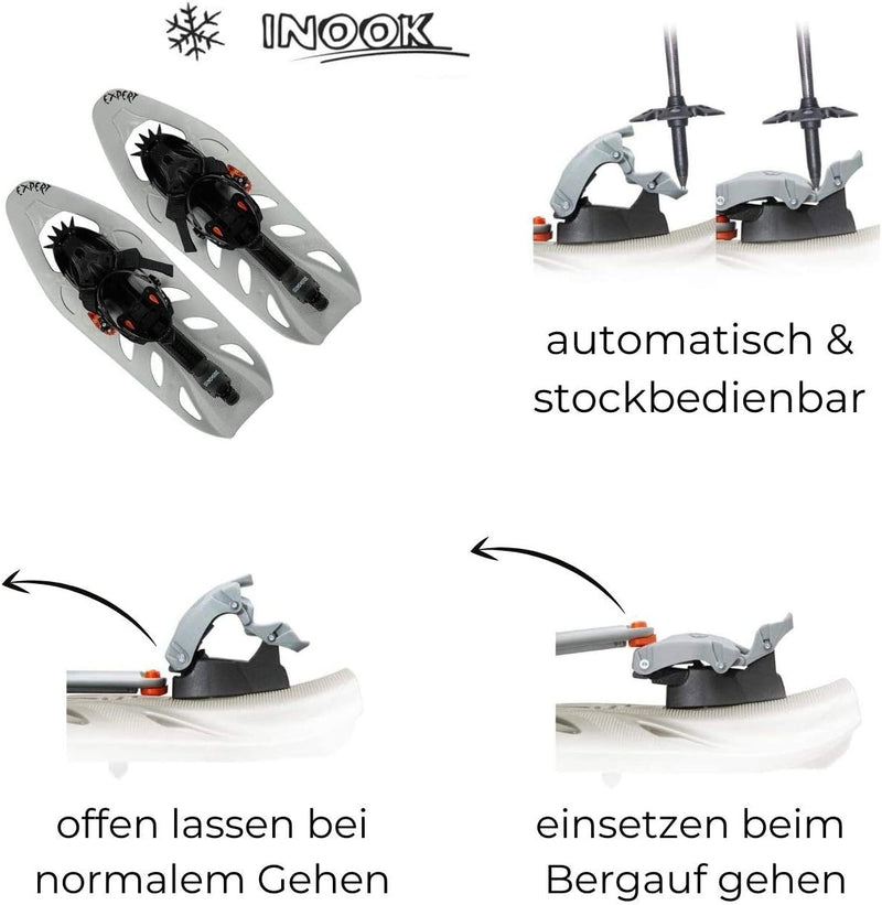 Inook EXPERT Schneeschuhe I Schneeschuhe mit Steighilfe I EU 36-47 I Schneeschuh Set mit praktischer