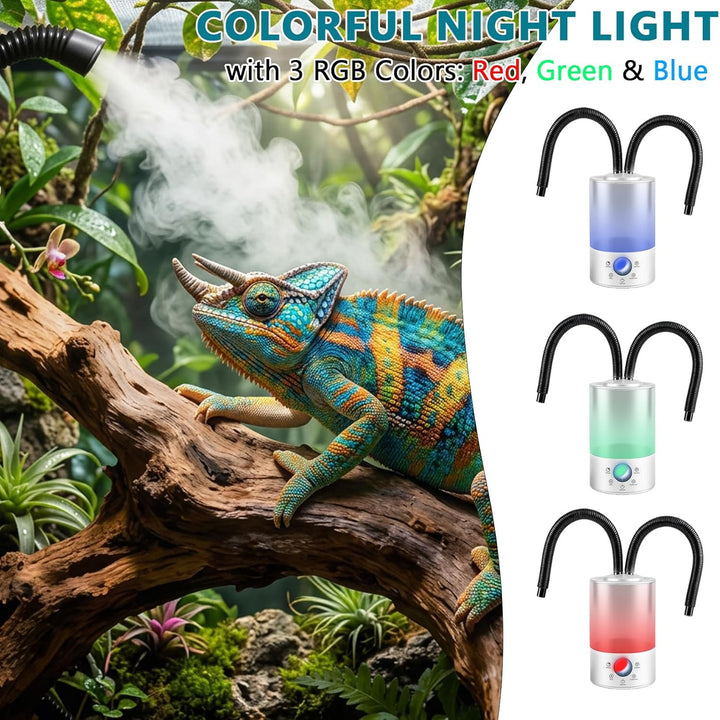4L Reptilien-Luftbefeuchter, Terrarium Nebelgerät mit 420ml/h & Doppelschlauch, Ultraleiser Reptilie