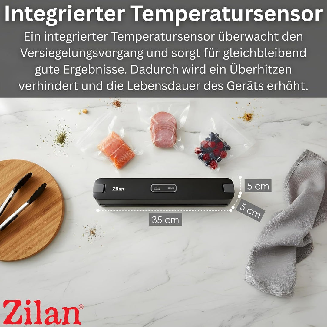 Zilan Vakuumiergerät 88W – Starker 65 kPa Vakuumierer mit Automatik, 30 cm Folienschweissgerät, Schn