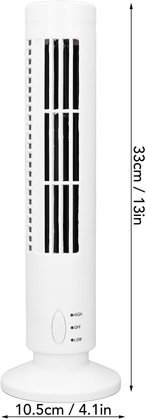 Luqeeg Desktop-Turmventilator, Flügelloser Standventilator, 2 Geschwindigkeiten Einstellbarer Tischv