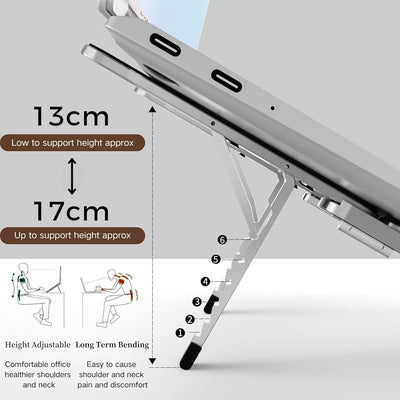 VVGAOGES Laptop Ständer für Unterwegs, Höhenverstellbarer Belüfteter Notebook Ständer aus Aluminium,