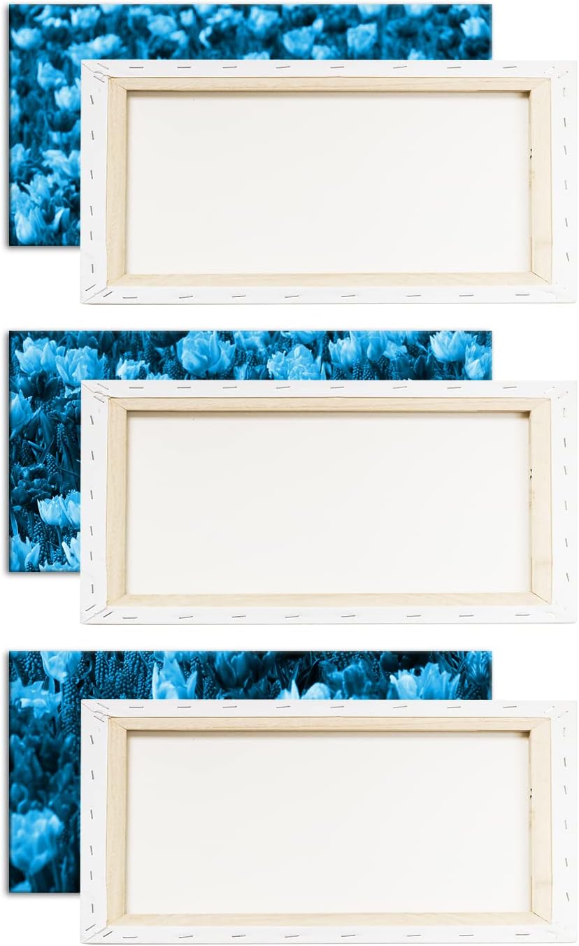 buntes Blumenfeld Effekt: Zeichnung Format: 3-teilig 120x80, Motiv fertig gerahmt auf Echtholzrahmen