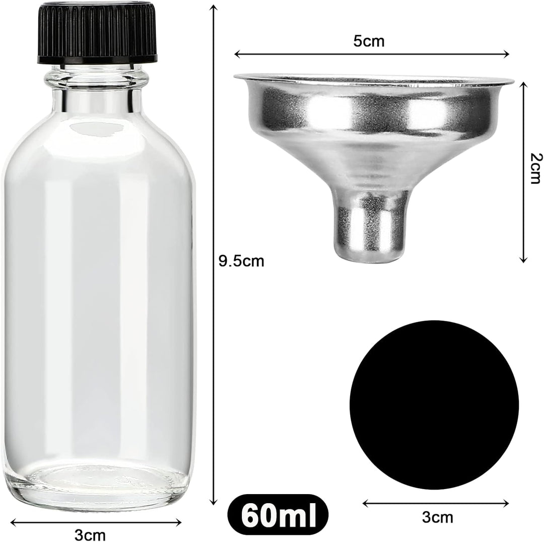 Mini Glasflaschen mit Deckel, 12 Shot Flaschen zum Befüllen 60ml, Kleine Glasflaschen, Kleine Schnap