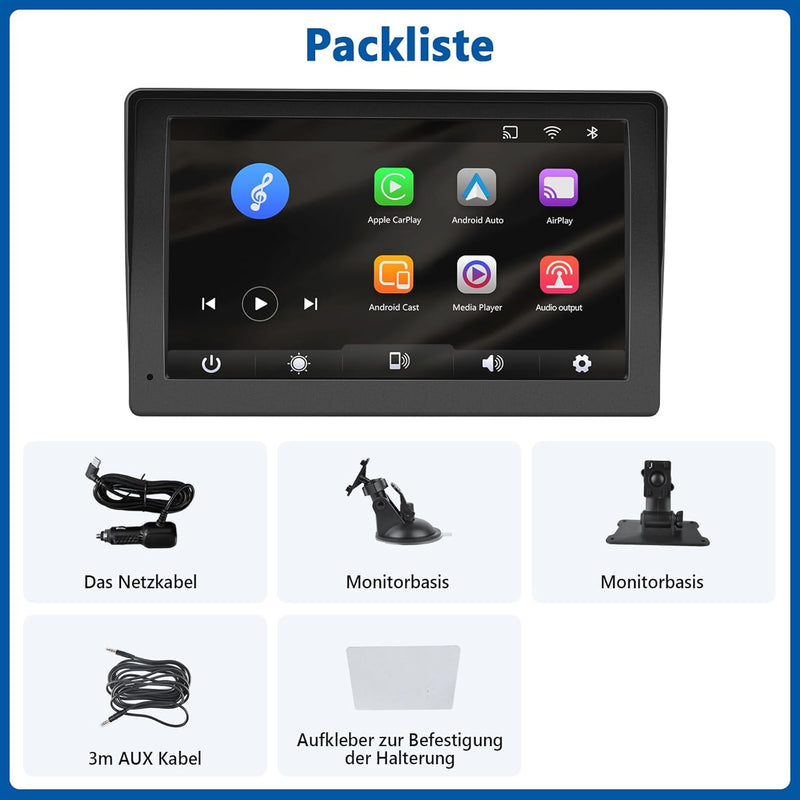 Podofo 7 Zoll Wireless Apple Carplay Android Auto Tragbares Autoradio Touchscreen Auto Stereo Radio
