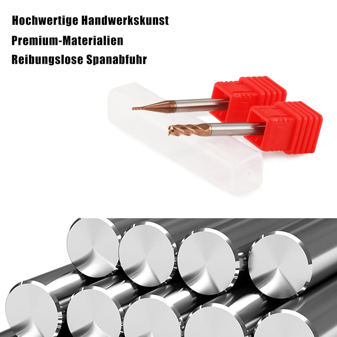 5 Stück VHM Fräser 1mm Schaftfräser Hartmetal, AlTiN beschichtet 55 HRC 4 Schneiden, bohren, fräsen,