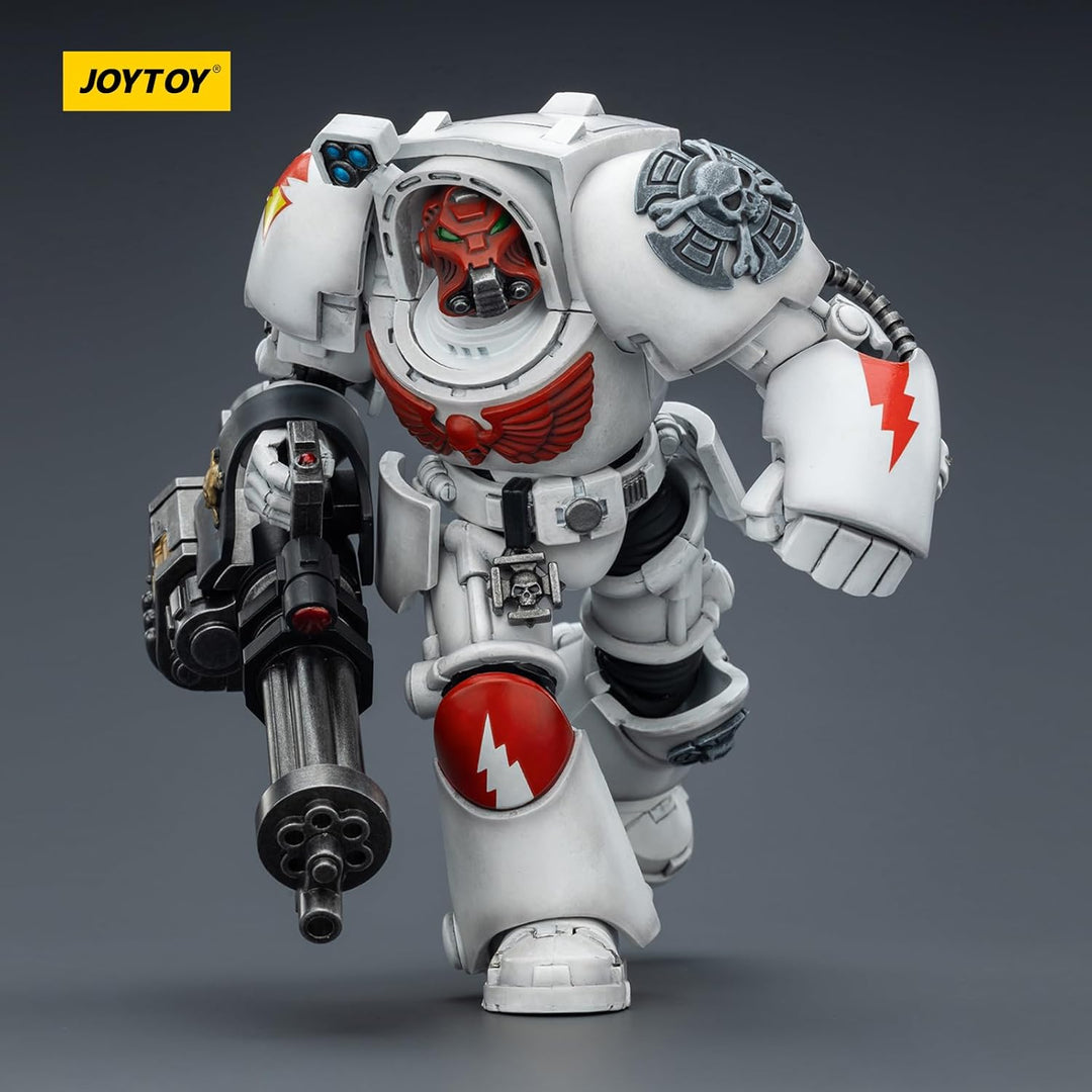 JOYTOY Warhammer 40K White Scars Terminator 3 with Power Fist and Assault Cannon 1/18 Action Figur，S