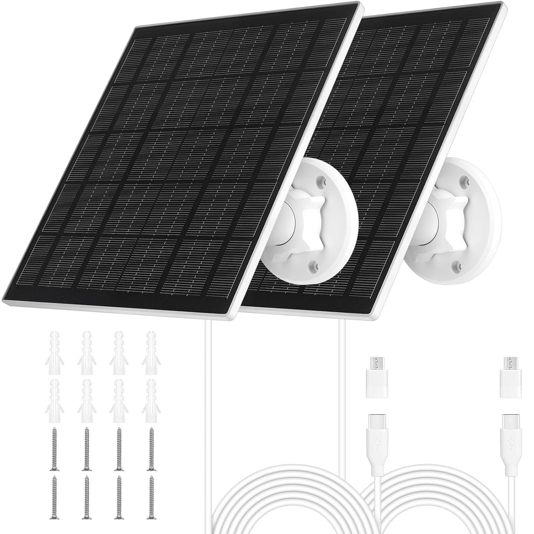 URAQT 2 Pack Solarpanel für Eufy kamera, 5W Kamera Solarpanel Kompatibel mit Eufycam, Solarmodul für
