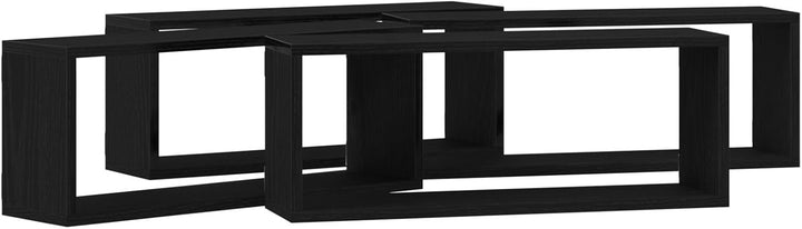 vidaXL Wandregale mit Regal 4 pcs Schwarz Eichen-Optik 60 x 15 x 23 cm, Wohnzimmer, rechteckiges Wan