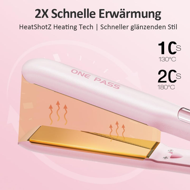 Faszin 2 in 1 Glätteisen Locken und Glätten, 20s Schnellaufheizung, Titanplatten Ionen Haarglätter f
