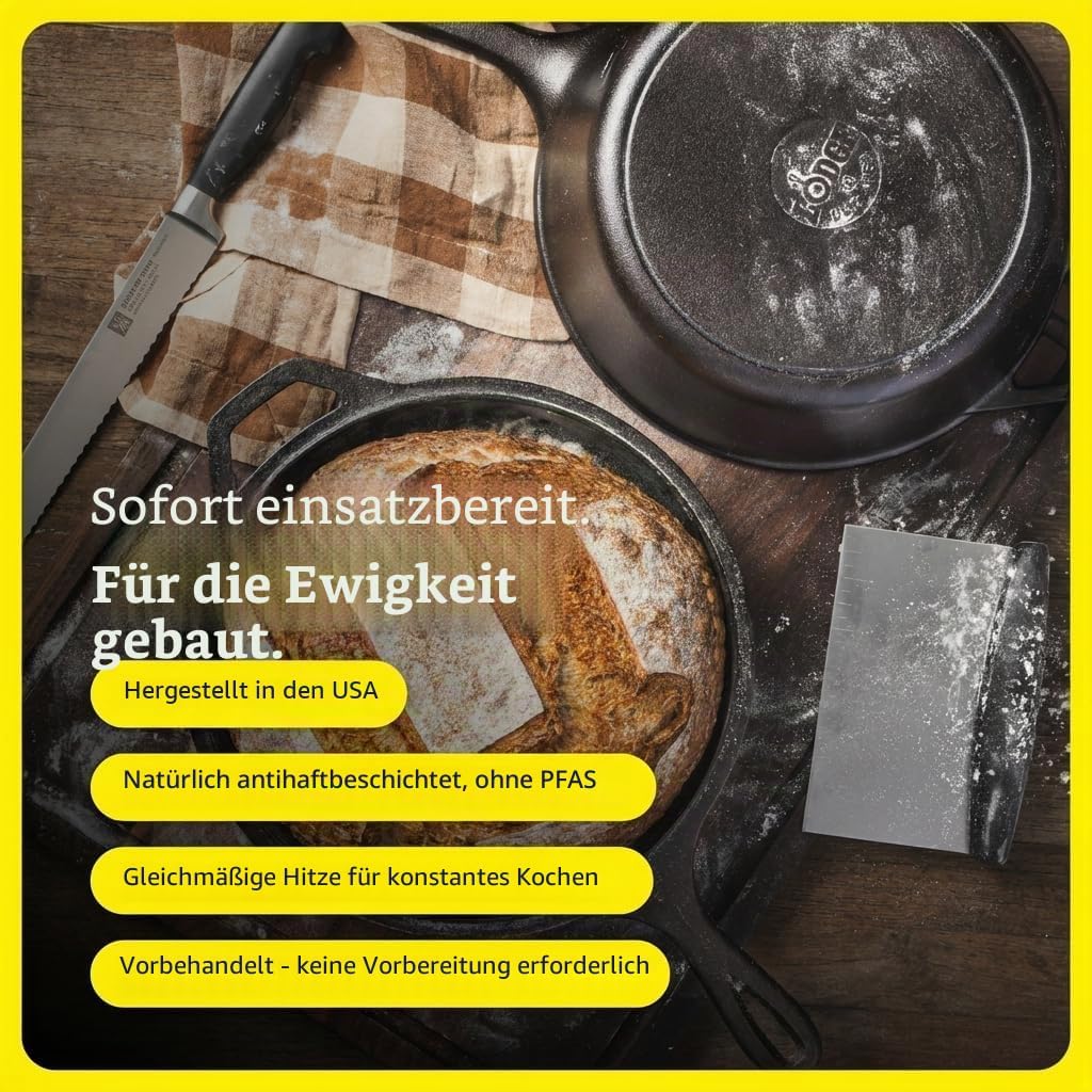 Lodge Kombi-Topf / Marmitout mit Bratpfanne als Deckel, 3.2 QUART/ 3 Liter Kombi-Kocher, Kombi-Koche