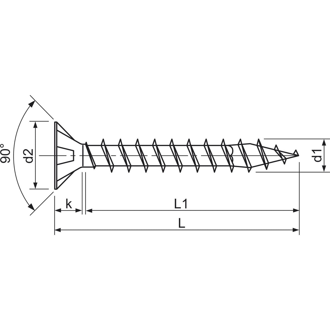 SPAX Universalschraube, 4,5 x 60 mm, 500 Stück, Kreuzschlitz Z2, Senkkopf, Vollgewinde, 4CUT, WIROX