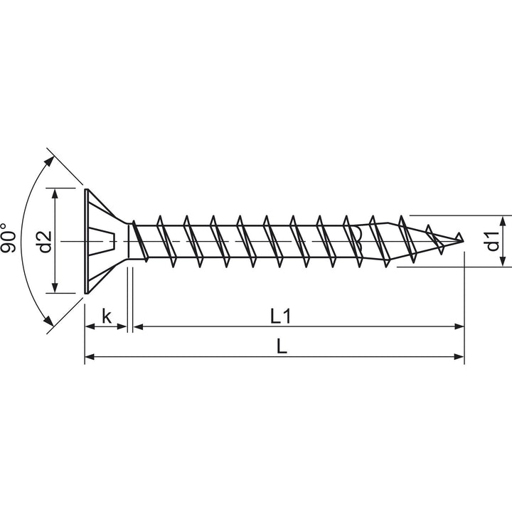 SPAX Universalschraube, 4,5 x 60 mm, 500 Stück, Kreuzschlitz Z2, Senkkopf, Vollgewinde, 4CUT, WIROX