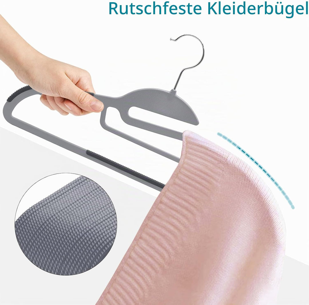 Kleiderbügel Kunststoff, 30er-Pack Rutschfester Bügel mit U-förmiger Öffnung, Nass und Trocken, Plat