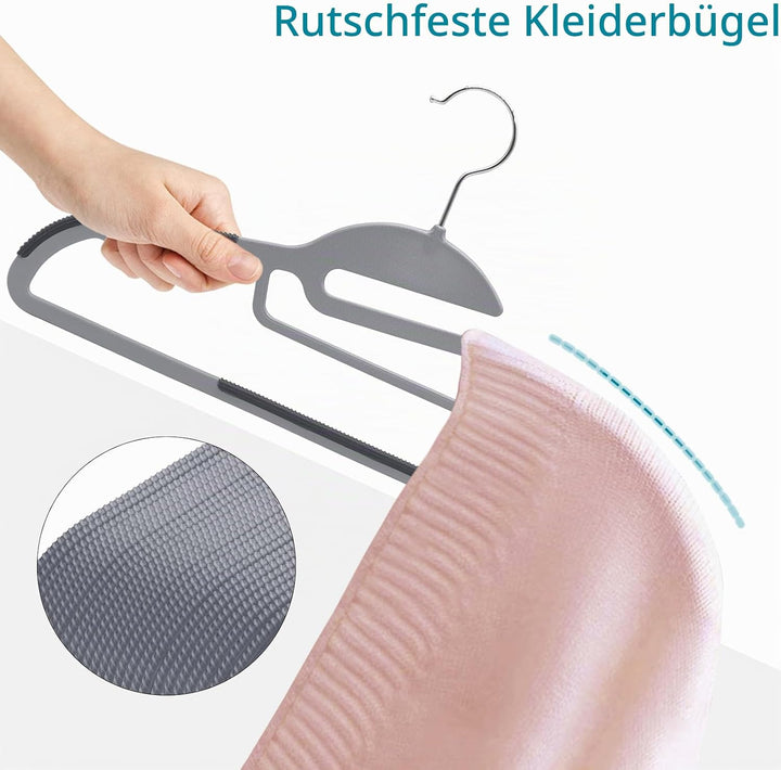 Kleiderbügel Kunststoff, 30er-Pack Rutschfester Bügel mit U-förmiger Öffnung, Nass und Trocken, Plat