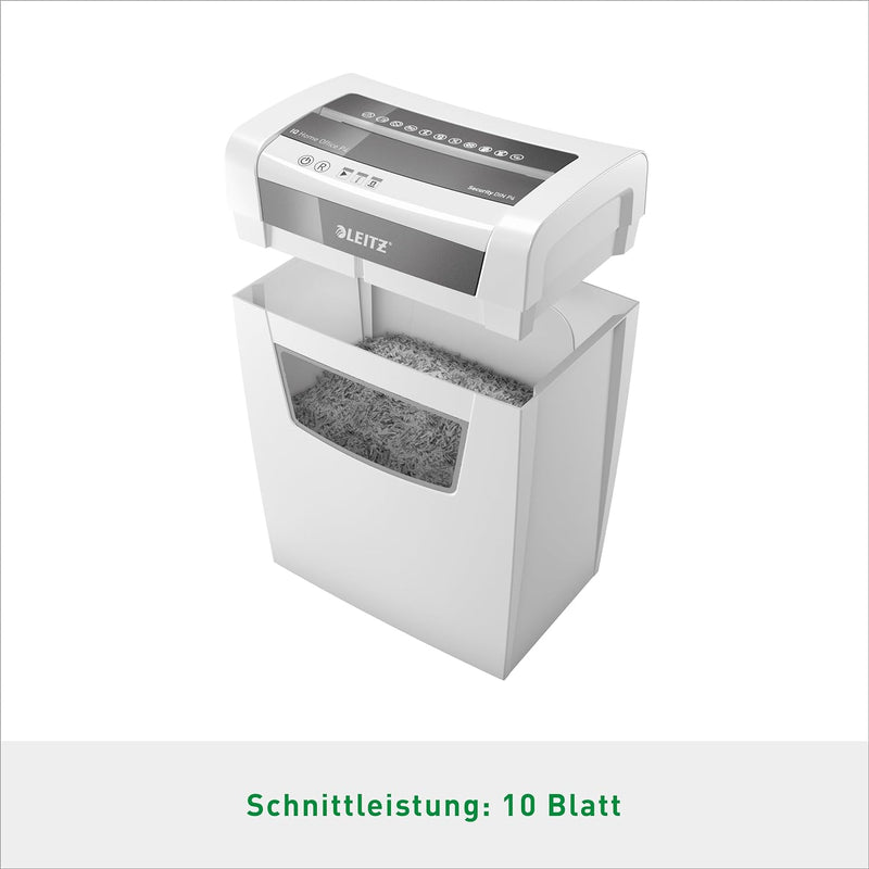 Leitz IQ Home Office Aktenvernichter, 12-10 Blatt Kapazität (70-80 g/m²), Partikelschnitt, Sicherhei