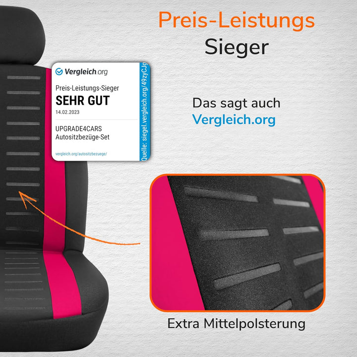 Upgrade4cars Autositzbezüge Set Universal Version 2026 Pink Schonbezüge Komplett Set Pink, Komplett