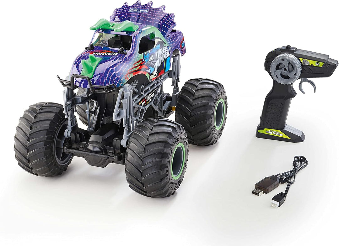 Revell Control Dino Truck I Ferngesteuerter MonsterTruck im Dino-Design I Mit LED-Beleuchtung und in