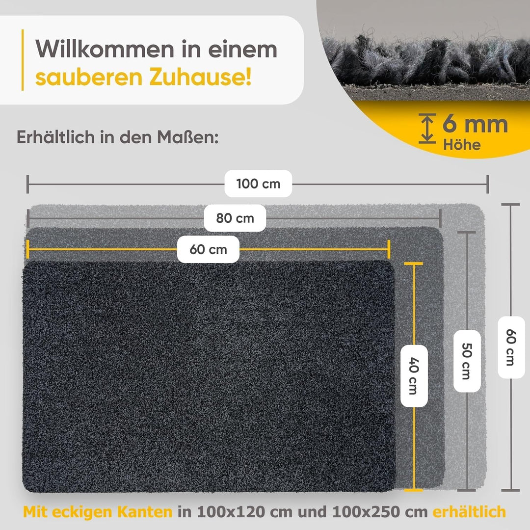Entrando Fussmatte 100x250 cm - innen und aussen - Baumwolle - rutschfest, waschbar, robust - passt