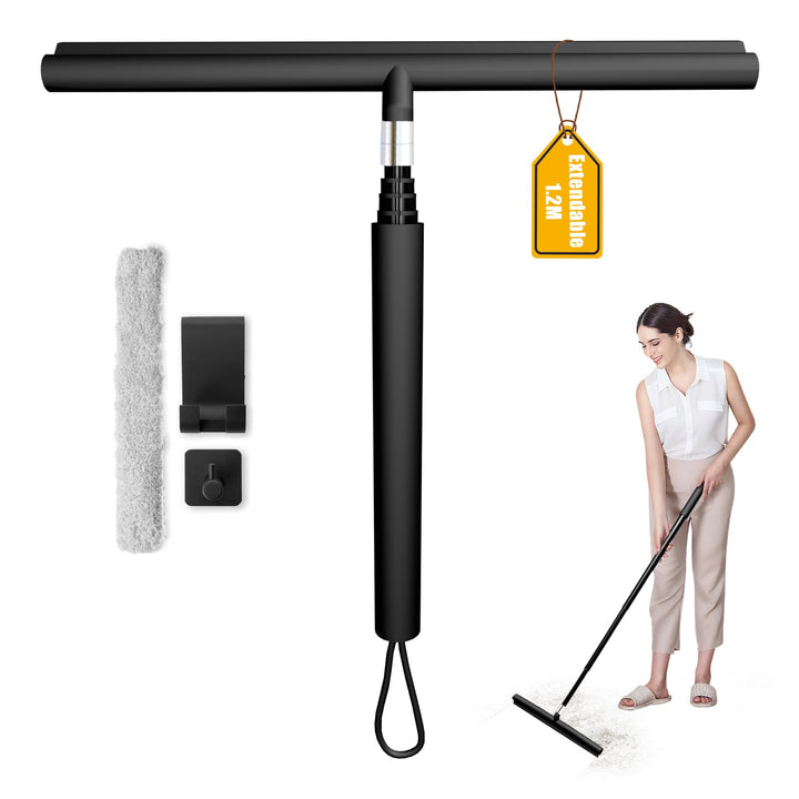 Duschabzieher Set mit Halterung, Ohne Bohren Abzieher, Duschabzieher Einstellbar 30-120cm, Dusche Ba