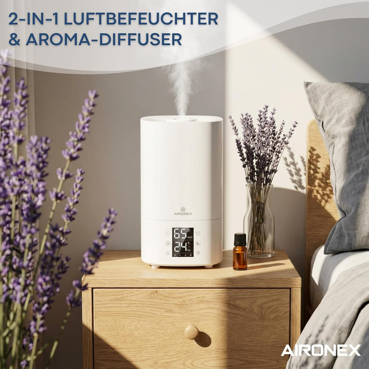 Luftbefeuchter 3.8 Liter – Top-Fill – Aroma – Luftbefeuchter – Humidifier – Geeignet für Wohnzimmer,