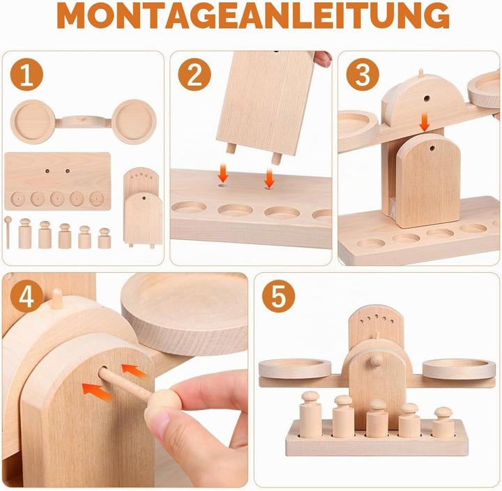 ibasenice Holzwaage Kinder Spielzeug, Montessori Lernspielzeug für Gleichgewicht &amp; Gewicht, Pädagogi
