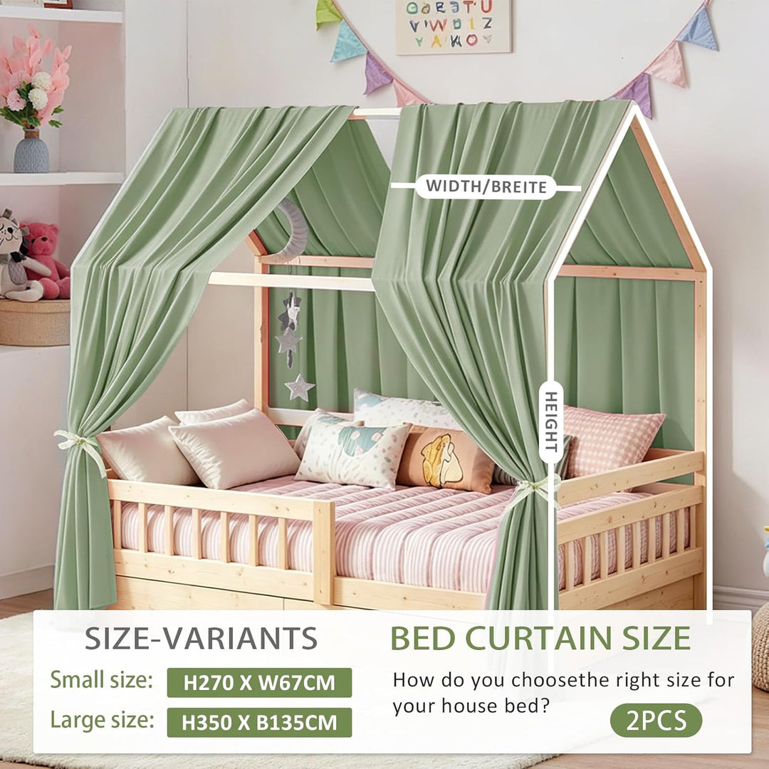 MeYuxg Hausbett Himmel Set, 2 Stück Betthimmel Hausbett Musselin, Kinderbett Baldachin Stoffhimmel f