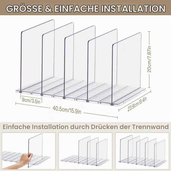 DoubleCare 5 StüCk Regaltrenner, Verstellbare Taschenteiler, Transparent Regalteiler Aus Acryl, Durc