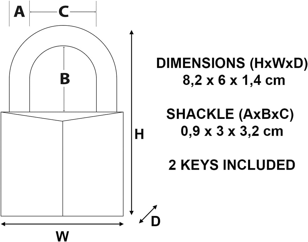 MASTER LOCK 160EURD VORHÄNGESCHLOSS 60MM VOLLMESSING STAHLBÜGEL 29MM 6 cm, 6 cm