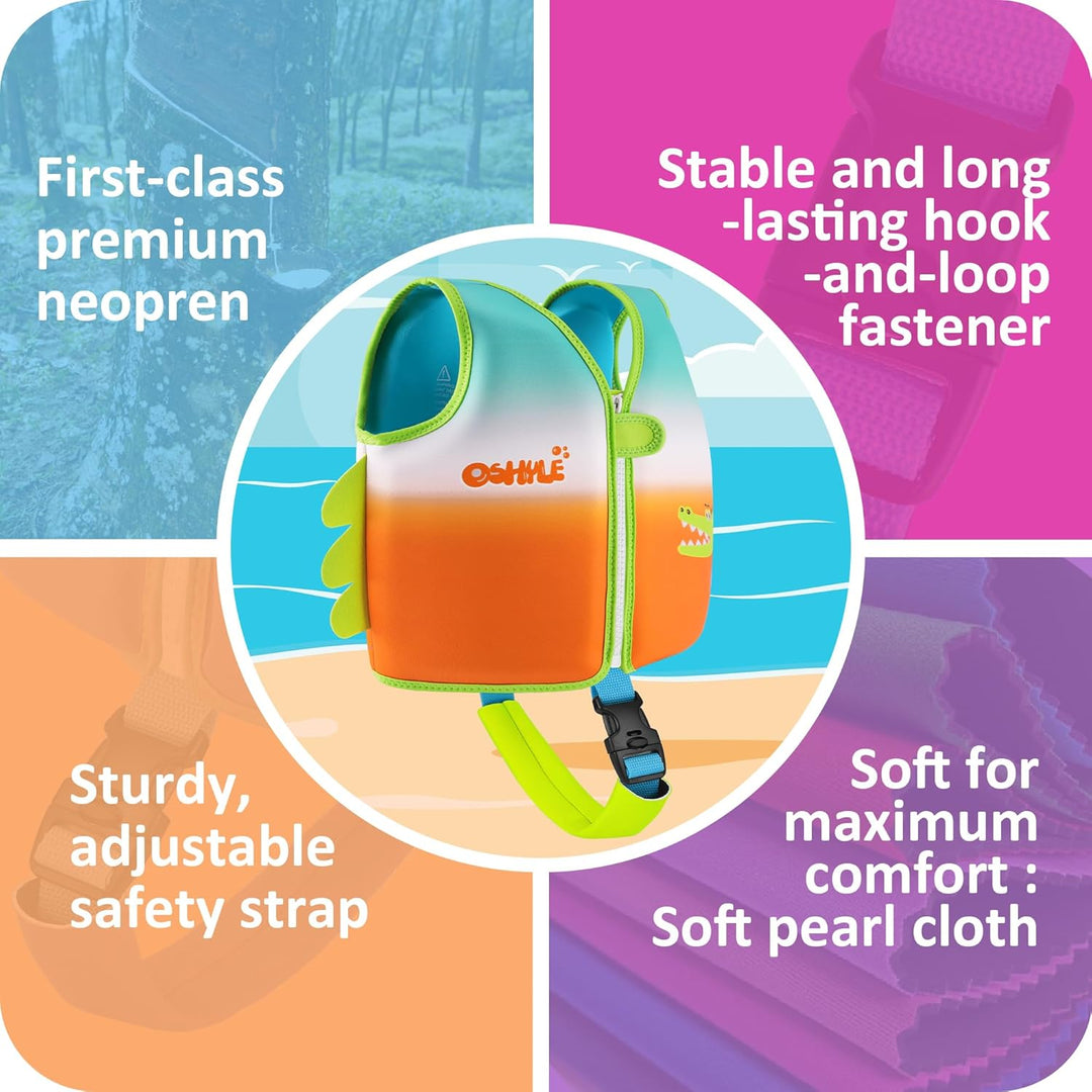 OSHYLE Kinder Schwimmweste - Jungen Mädchen Neopren Schwimmen Jacke Kleinkind Schwimmen Floating Neo