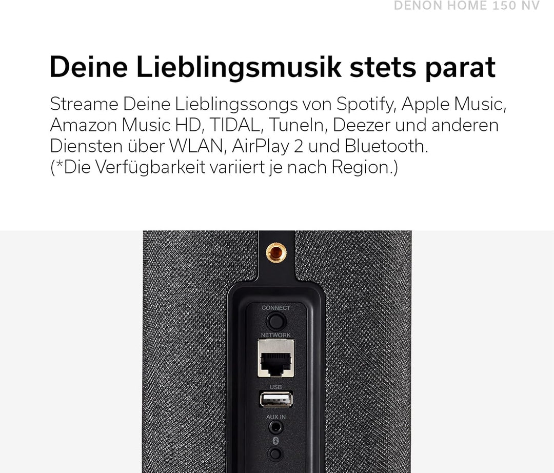 Denon Home 150 NV kabelloser Lautsprecher mit integrierter HEOS Multiroom-Technologie, Bluetooth, Ap