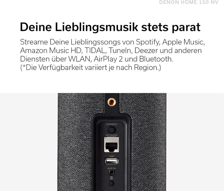 Denon Home 150 NV kabelloser Lautsprecher mit integrierter HEOS Multiroom-Technologie, Bluetooth, Ap