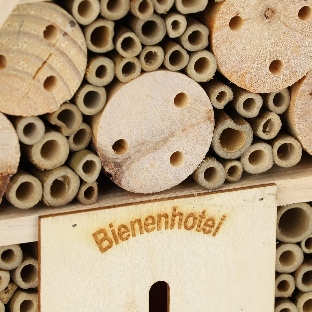Relaxdays Bienenhotel, Nisthilfe Wildbienen, Garten, Balkon, Insektenhotel zum Hängen, Holz, HBT 38