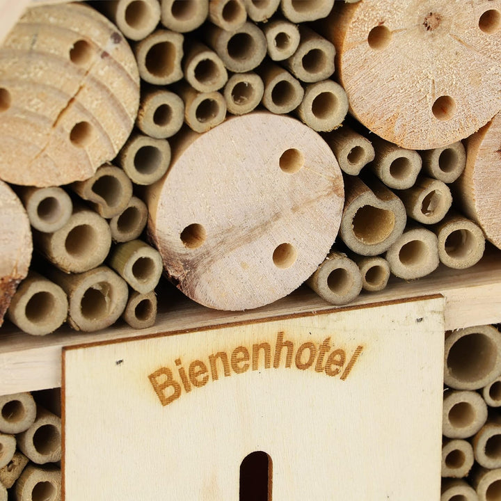 Relaxdays Bienenhotel, Nisthilfe Wildbienen, Garten, Balkon, Insektenhotel zum Hängen, Holz, HBT 38